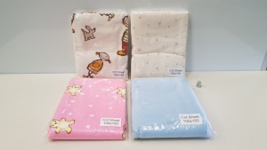 80 X BRAND NEW LORD OF LINENS COT SHEETS IN ASSORTED STYLES (100X150CM) - IN 2 BOXES