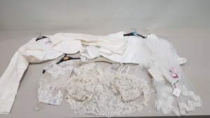 8 PIECE ASSORTED WEDDING LOT CONTAINING 5 X BRAND NEW WEDDING JACKETS 3 X BRAND NEW WEDDING VEILS (TOTAL RRP £965)