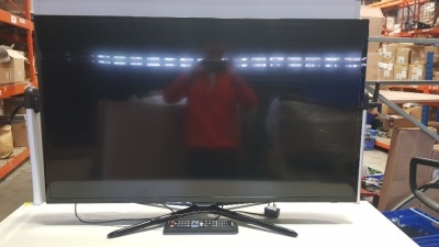 1 X SAMSUNG 42 TV (MODEL ; UE42F5500AK) WITH POWER CABLE AND REMOTE.