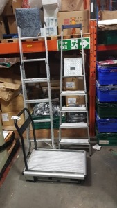 3 PIECE ASSORTED LOT CONTAINING 2 X LADDERS AND 1 X TROLLEY