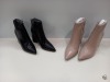 24 PIECE TOPSHOP SHOE LOT CONTAINING HACKNEY BLACK ZIP UP HEELED ANKLE BOOTS SIZE 4 AND 12 X HACKNEY NUDE ZIP IP HEELED BOOTS SIZE 7