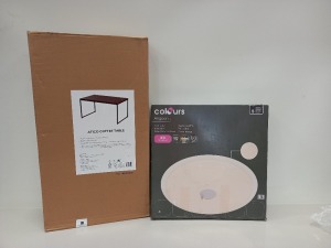 2 PIECE ASSORTED LOT CONTAINING 1 X COLOURS ANGOON LED INTEGRATED CEILING LIGHT AND 1 X ANTICO COFFEE TABLE (L90 X W50 X H45CM)