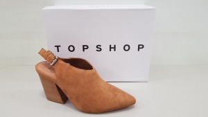 15 X BRAND NEW TOPSHOP GOJI TAN WEDGED HEELED SHOES UK SIZE 4, 5 AND 8 RRP £46.00 (TOTAL RRP £690.00)