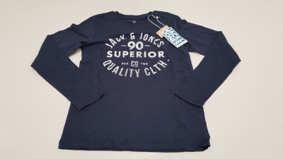 40 X BRAND NEW JACK AND JONES JUNIOR NAVY CREW NECK T SHITS UK 10 YEARS TOTAL RRP£400