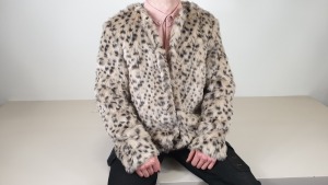 5 X BRAND NEW DOROTHY PERKINS 'TALL' LEOPARD STYLED FUR JACKETS SIZE UK 14 - IN 1 BOX