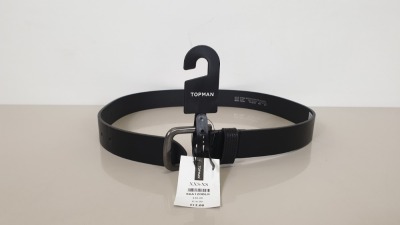 LARGE QUANTITY OF BRAND NEW TOPMAN BLACK LEATHER BELTS WITH CHROME BUCKLE RRP.£12. PP