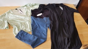 13 PIECE MIXED CLOTHING LOT CONTAINING 7 X VERA MODA FLOWER DETAILED TOPS, 7 X TOPSHOP JONI SUPER HIGH WAISTED SKINNY MATERNITY JEANS AND 1 X NOISY MAY BLACK CARDIGAN