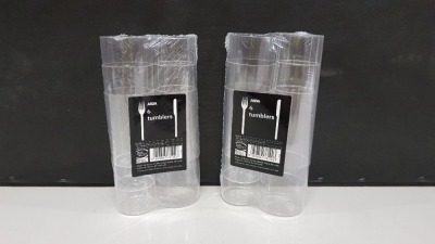 640 X BRAND NEW PACKS OF 6 HIGH BALL SLIM JIM CLEAR PLASTIC TUMBLERS IN 160 DISPLAY BOXES - ON 1 FULL PALLET - 3840 INDIVIDUAL TUMBLERS IN THE LOT