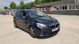 BLACK BMW 218D SPORT. ( DIESEL ) Reg : DP64 LXE, Mileage : 93000 Details: WITH V5, 1 KEY, ENGINE SIZE: 1995CC, MOT EXPIRED 11/12/2019, CRUISE CONTROL, CLIMATE CONTROL, MULTI FUNCTION STEERING WHEEL, SPORTS MODE, BLUETOOTH, ELECTRIC TAILGATE