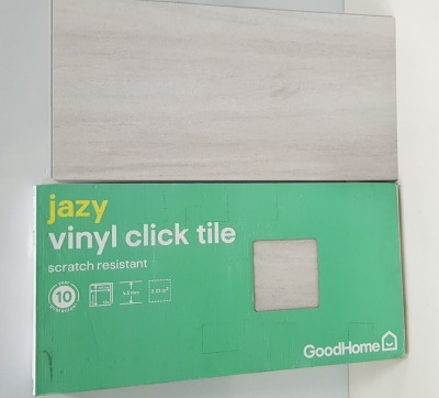 168 X BRAND NEW GOODHOME JAZY SCRATCH RESISTANT VINYL CLICK TILES. - IN 14 BOXES