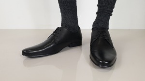 4 X BRAND NEW TOPMAN BLACK BRIGHT EMBOSS REAL LEATHER SHOES RRP.£35.00 SIZE 9