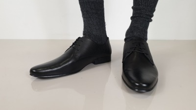 6 X BRAND NEW TOPMAN BLACK BRIGHT EMBOSS REAL LEATHER SHOES RRP.£35.00 SIZE 11