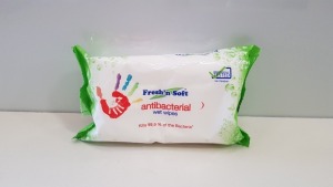 144 X BRAND NEW FRESH'N SOFT ANTIBACTERIAL WET WIPES (DERMATOLOGICALLY TESTED - NO PARABEN) - IN 6 BOXES