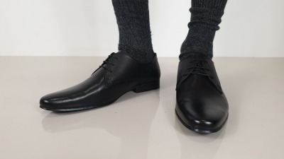 5 X BRAND NEW TOPMAN BLACK BRIGHT EMBOSS REAL LEATHER SHOES RRP.£35.00 SIZE 10
