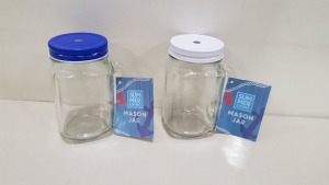 240 X BRAND NEW BOXED SUMMER LIVING GLASS MASON JAR DRINKS CUP - IN 10 BOXES