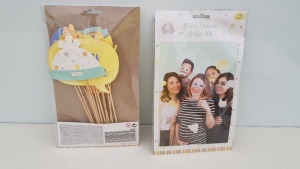 432 X BRAND NEW CELEBRATIONS BABY SHOWER SELFIE KIT IN VARIOUS STYLES IN 18 BOXES