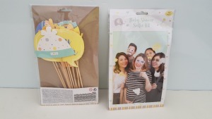 432 X BRAND NEW CELEBRATIONS BABY SHOWER SELFIE KIT IN VARIOUS STYLES IN 18 BOXES