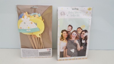 432 X BRAND NEW CELEBRATIONS BABY SHOWER SELFIE KIT IN VARIOUS STYLES IN 18 BOXES