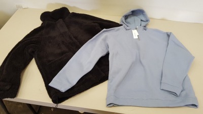 10 PIECE TOPSHOP CLOTHING LOT CONTAINING 7 X BLUE HOODIES SIZE MEDIUM RRP £20.00 AND 3 X WOOL JACKETS SIZE MEDIUM RRP £59.00 (TOTAL RRP £317.00)