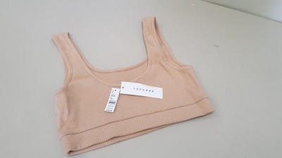 65 X BRAND NEW TOPSHOP BEIGE CROPPED TOPS SIZE XS AND S RRP £14.00 (TOTAL RRP £910.00)