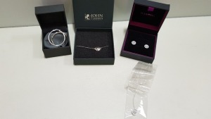 4 PIECE ASSORTED LOT CONTAINING 1 X JOHN CREED BRACELET, 1 X ASTLEY CLARKE EARRINGS, 1 X H.SAMUEL EARRINGS AND 1 X SILVER NECKLACE.