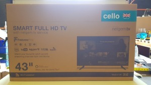 1 X BRAND NEW BOXED 43 CELLO SMART FULL HD TV WITH NETGEM.TV SERVICE