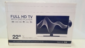 1 X BRAND NEW BOXED 22 FERGUSON FULL HD TV WITH DVD PLAYER AND SATELLITE TUNER INCLUDED.