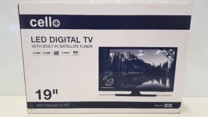 1 X BRAND NEW 19 CELLO LED DIGITAL TV WITH BUILT IN SATELITE TUNER.