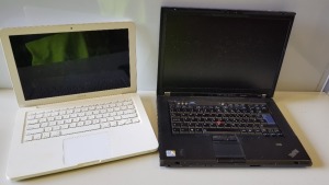 2 PIECE SPARES LOT CONTAINING 1 X APPLE MACBOOK 1 X LENOVO LAPTOP (PLEASE NOTE ALL FOR SPARES)