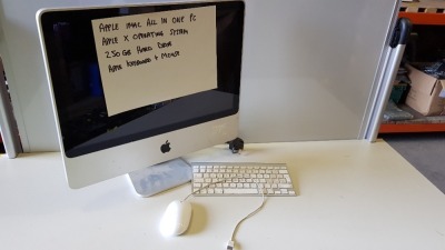 APPLE IMAC ALL IN ONE PC APPLE X OPERATING SYSTEM 250GB HARD DRIVE - WITH APPLE KEYBOARD AND MOUSE