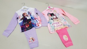 15 PIECE MIXED PYJAMA LOT CONTAINING DISNEY FROZEN 2 PYJAMA SET AND DISNEY PRINCESS LIVING THE DREAM PYJAMA SET AGE 2-3 AND 3-4 YEARS