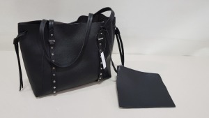 12 X BRAND NEW TOPSHOP BLACK LEATHER STYLED HANDBAGS RRP £22.00 (TOTAL RRP £264.00)