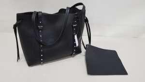 12 X BRAND NEW TOPSHOP BLACK LEATHER STYLED HANDBAGS RRP £22.00 (TOTAL RRP £264.00)