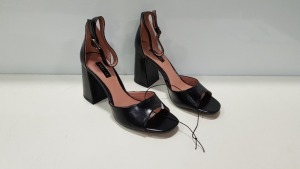 24 X BRAND NEW TOPSHOP SADI BLACK LEATHER HEELED SHOES UK SIZE 6 RRP £34.00 (TOTAL RRP £816.00)