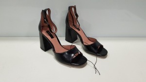 24 X BRAND NEW TOPSHOP SADI BLACK LEATHER HEELED SHOES UK SIZE 5 AND 8 RRP £34.00 (TOTAL RRP £816.00)