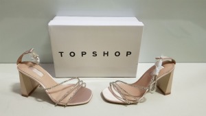 15 X BRAND NEW TOPSHOP SKY NUDE HEELED SHOES UK SIZE 5 AND 6 RRP £36.00 (TOTAL RRP £540.00)