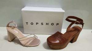 15 X BRAND NEW TOPSHOP GABBY TAN WEDGED SHOES AND SKY NUDE HEELED SHOES UK SIZE 5 AND 6