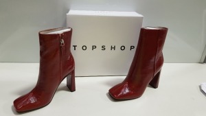 10 X BRAND NEW TOPSHOP HALIA TAN HEELED ZIP UP LEATHER ANKLE BOOTS UK SIZE 5, 6 AND 8 RRP £79.00 (TOTAL RRP £790.00)