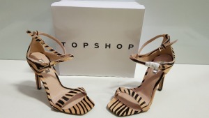 15 X BRAND NEW TOPSHOP RELISH ANIMAL PRINT HIGH HEELS SIZE 5 AND 6 RRP £46.00 (TOTAL RRP £690.00)