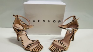 15 X BRAND NEW TOPSHOP RELISH ANIMAL PRINT HIGH HEELS SIZE 5 AND 7 RRP £46.00 (TOTAL RRP £690.00)
