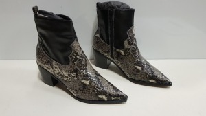 12 X BRAND NEW TOPSHOP BLISS BLACK CROCODILE SKIN EFFECT ANKLE BOOTS UK SIZE 7 RRP £39.00 (TOTAL RRP £468.00)