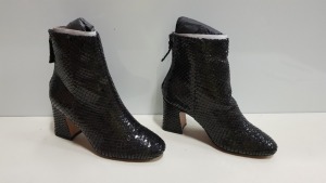 12 X BRAND NEW TOPSHOP BELIZZE KHAKI BLACK ZIP UP HEELED ANKLE BOOTS UK SIZE 5 RRP £39.00 (TOTAL RRP £468.00)