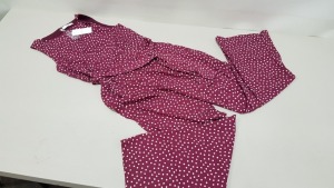 12 X BRAND NEW BOXED VILA CLOTHES VIMICKA PURPLE DOTTED JUMPSUIT IN RATIO PACKS ( 2 X 36, 3 X 38, 3 X 40, 2 X 42 AND 2 X 44) RRP £38.00 (TOTAL RRP £456.00)