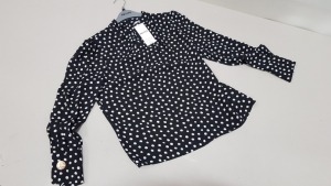 12 X BRAND NEW DOROTHY PERKINS PETITE BLACK AND WHITE DOTTED BLOUSE (SIZE UK 6) RRP £26.00 (TOTAL RRP £312.00)