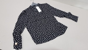 12 X BRAND NEW DOROTHY PERKINS PETITE BLACK AND WHITE DOTTED BLOUSE (SIZE UK 10) RRP £26.00 (TOTAL RRP £312.00)