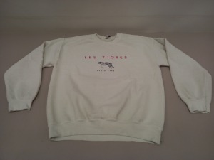 15 X BRAND NEW TOPSHOP WHITE LES TIGRES SWEATSHIRTS SIZE MEDIUM RRP £25.00 (TOTAL RRP £375.00)