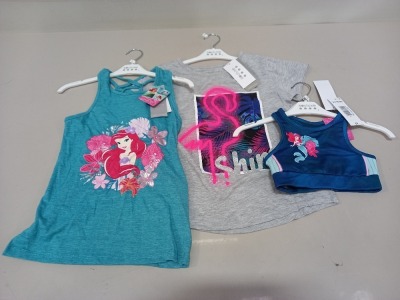 30 X BRAND NEW SOULUXE DISNEY PRINCESS SWIMMING TOPS AND DISNEY PRINCESS VEST TOPS SIZE 6-7 YEARS