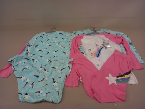 30 PIECE MIXED PYJAMA LOT CONTAINING NO BAD VIBES PYJAMA SETS, DINASOUR PYJAMA SETS AND RAINBOW DREAM PYJAMA SETS IN VARIOUS KIDS SIZES