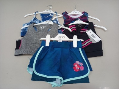 50 PIECE MIXED GYM/ SWIMIMING CLOTHING LOT CONTAINING VARIOUS GYM / SWIMMING TOPS IN VARIOUS COLOURS AND SIZES
