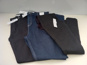 15 PIECE MIXED TOPSHOP JEAN LOT CONTAINING TOPSHOP BLACK MATERNITY DENIM JEANS UK SIZE 8 AND TOPMAN STRETCH SKINNY BLACK DENIM JEANS W32 L32 AND TOPSHOP JONI DARK DENIM JEANS W36 L34